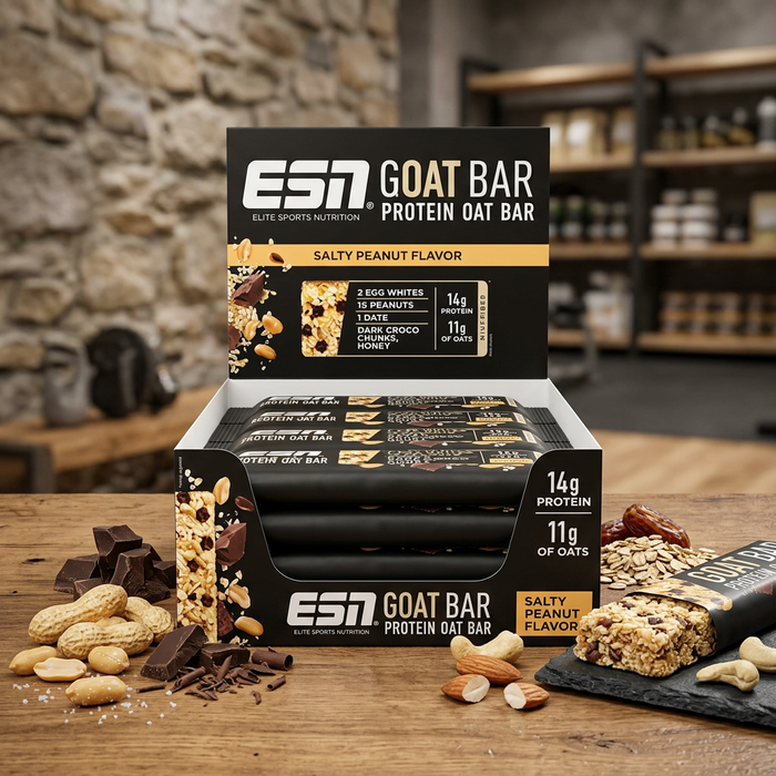 ESN OAT BAR Protein Oat Bar Salty Peanut 12 x 55 g – Proteinriegel mit Haferflocken, Erdnüssen und dunkler Schokolade