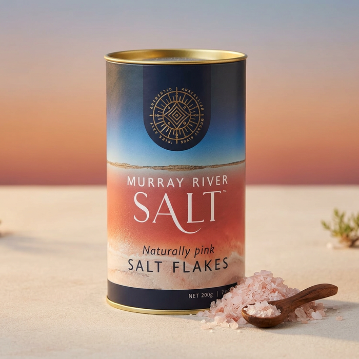 Murray River Salt Naturally Pink Salt Flakes 200 g – Natürlich rosafarbene Salzflocken aus Australien – Premium Meersalz