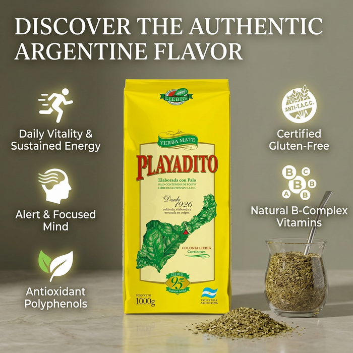 Playadito Yerba Mate Tee aus Argentinien 1 kg – Mate Tee mit Stängeln – Mildes Aroma & Traditioneller Mate-Genuss