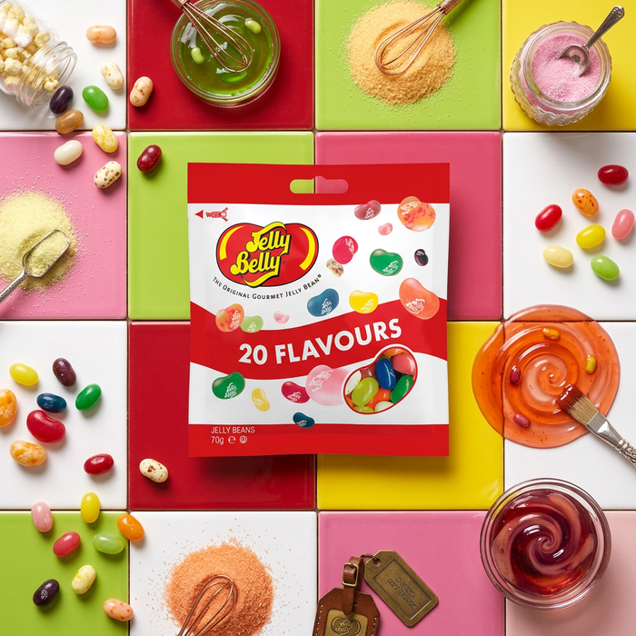 4x Jelly Belly Jelly Beans Mix 70 g – 20 Flavours, American Classics, Fruit Mix & Sours – 280 g Gesamt