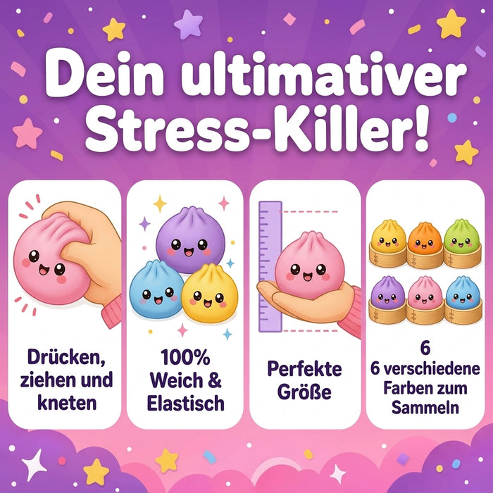 Dumpling Squishy 3er-Set – Kleine Anti-Stress Quetschfiguren