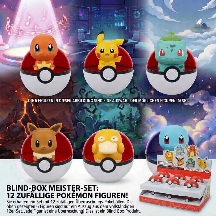 FUNISM Pokémon Palmsize Wonders Vol. 1 – 12er Display – Mystery Blind Box mit Pokémon-Minifigur im Pokéball