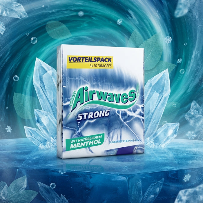 AIRWAVES STRONG mit natürlichem Menthol 20 × 3 × 10 Dragees – Vorteilspack – 840 g