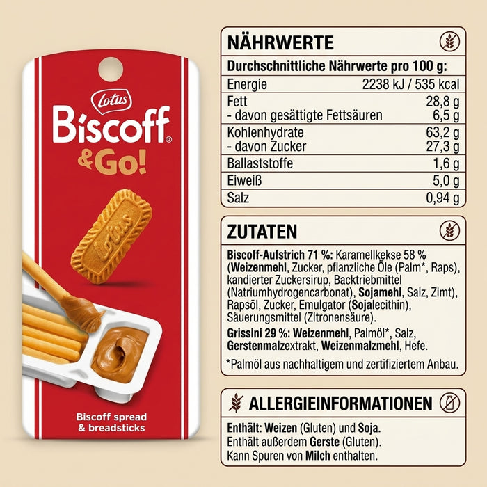 Lotus Biscoff & Go – Grissini mit cremigem Lotus Biscoff Aufstrich 45 g