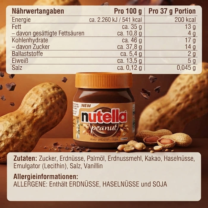 Nutella Peanut 371 g – Erdnuss-Haselnuss-Creme mit Kakao
