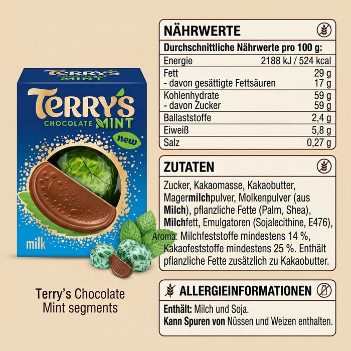 Terry's Chocolate Mint 145 g – Milchschokoladenkugel mit natürlichem Minzgeschmack