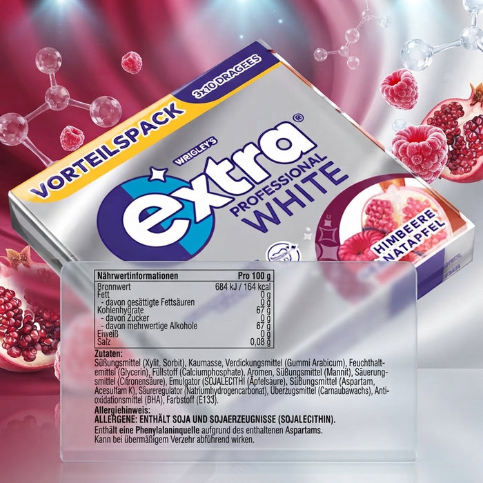 EXTRA Professional White Himbeere Granatapfel 20 × 3 × 10 Dragees – Vorteilspack 920 g