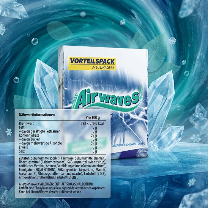 AIRWAVES STRONG mit natürlichem Menthol 20 × 3 × 10 Dragees – Vorteilspack – 840 g