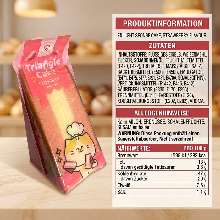 Tokimeki Triangle Sponge Cake Erdbeeren – Japanese-Style Soft Sponge Cake with StrawberryFlavour – 90 g