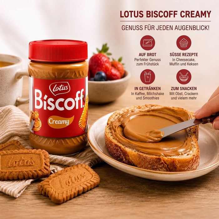 Lotus Biscoff The Original Speculoos Creamy – Cremiger Karamellgebäck-Aufstrich 400 g