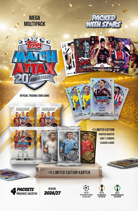 Topps Match Attax UEFA Club Competitions 2026/2027 Mega Multipack – 35 Trading Cards – Deutsch