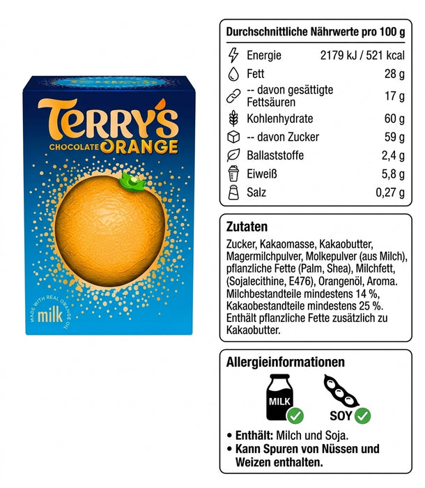 Terry's Chocolate Orange 145 g – Original Milchschokolade mit Orangenöl