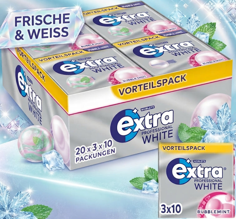 EXTRA Professional White Bubblemint 20 × 3 × 10 Dragees – Vorteilspack – 920 g