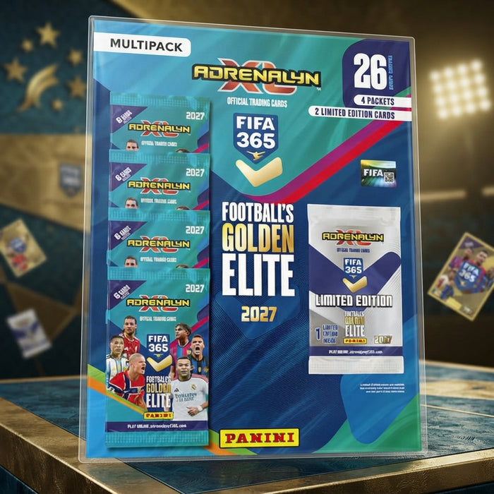 Panini FIFA 365 Adrenalyn XL 2026/2027 Multipack – 4 Boosterpacks und 2 Limited Edition Karten – 24 Fußball-Sammelkarten