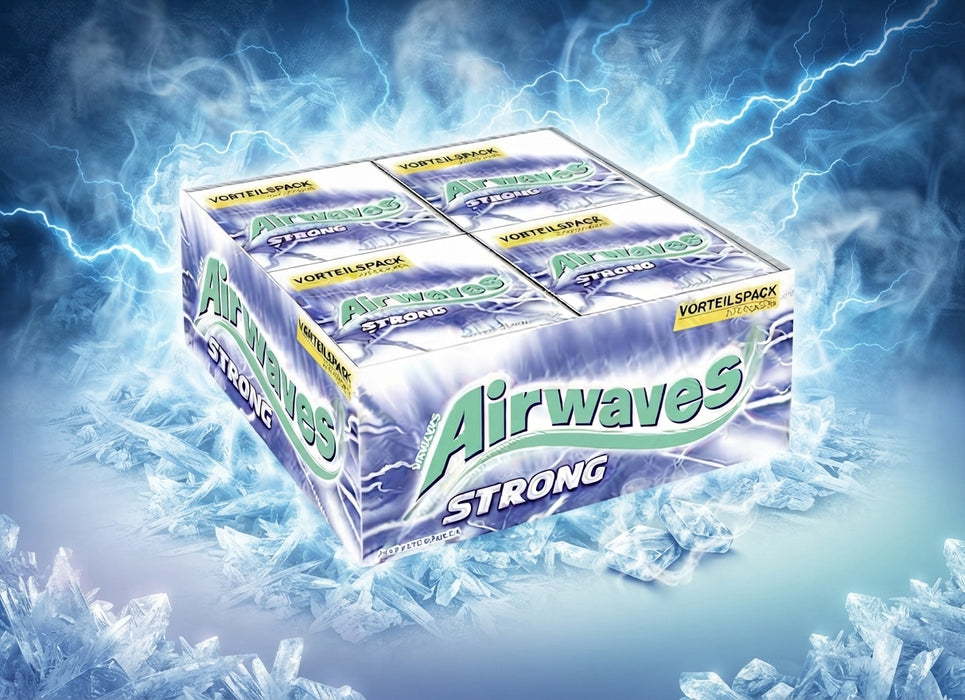 AIRWAVES STRONG mit natürlichem Menthol 20 × 3 × 10 Dragees – Vorteilspack – 840 g