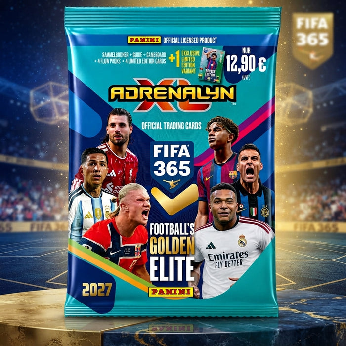 Panini FIFA 365 Adrenalyn XL 2026/2027 Starter Set – Sammelordner, Magazin, Spielfeld, 4 Booster und 5 Limited Edition Karten