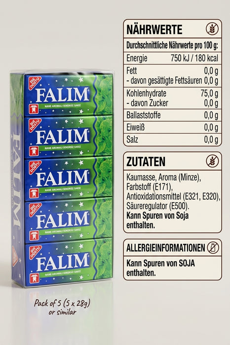 Falim Minze Kaugummi zuckerfrei – 20 × 7 g, 140 g