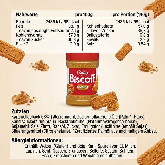 Lotus Biscoff The Original Speculoos Creamy – Cremiger Karamellgebäck-Aufstrich 400 g