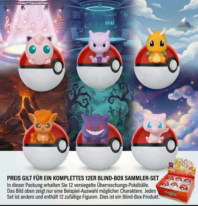 FUNISM Pokémon Palmsize Wonders Vol. 3 – 12er Display – Mystery Blind Box mit Pokémon-Minifigur im Pokéball