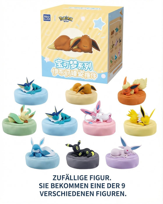 Holly Box Pokémon Sleepy Eevee Blind Box – Zufällige Eeveelution Schlafpose Figur mit Kissen