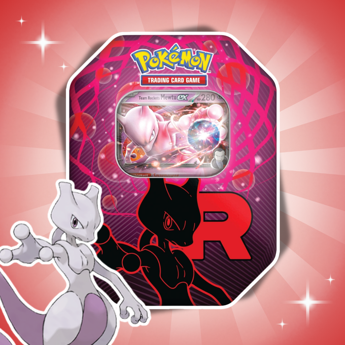 Pokémon Ewige Rivalen Tin Mewtu ex Deutsch – 4 Boosterpacks, Promo Karte & Code Karte, TCG Box
