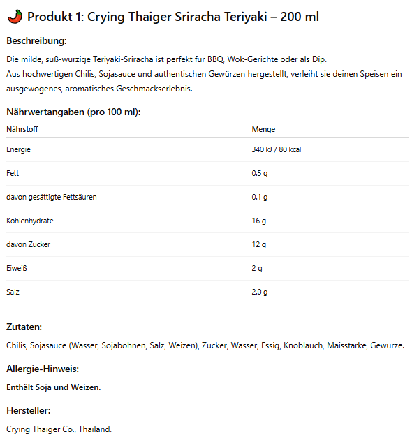 Crying Thaiger Sriracha Saucen Set – 3er Set à 200 ml | Teriyaki, Mustard & Super Hot | Würzige Sriracha Vielfalt aus Thailand | Perfekt für BBQ, Asia-Gerichte & scharfe Saucenliebhaber