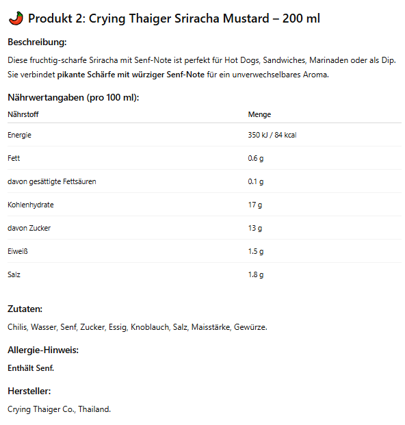 Crying Thaiger Sriracha Saucen Set – 3er Set à 200 ml | Teriyaki, Mustard & Super Hot | Würzige Sriracha Vielfalt aus Thailand | Perfekt für BBQ, Asia-Gerichte & scharfe Saucenliebhaber