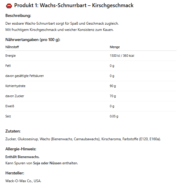 Wack-O-Wax Set – 1x Wachs-Schnurrbart & 1x Wachs-Lippen | Lustige Kausüßigkeit mit Kirsch- & Traubengeschmack | Kult-Süßigkeit aus den USA | Perfekt für Partys, Halloween & Spaßmomente