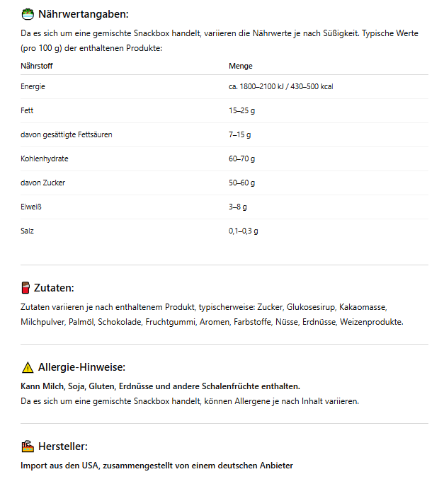 Mega Amerikanische Süßigkeiten Snackbox – 25 Teile | USA Import | Trendige Snackbox als Geschenk für Adventskalender, Geburtstage, Weihnachten & jeden Anlass | Amerikanische Süßigkeiten Überraschung