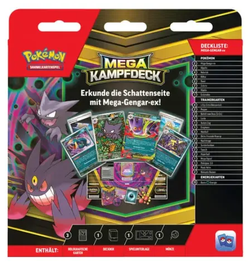 Pokémon TCG Mega Kampfdeck – Mega-Gengar ex (Deutsch) | Pokémon TCG Deck 60 Karten | Inkl. 3 holografische Karten, Schadensmarken | NEU & OVP