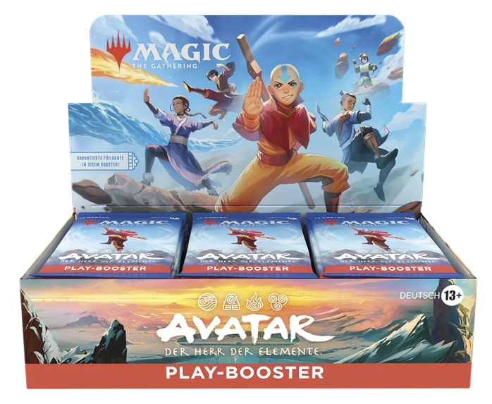 Magic the Gathering Avatar: Herr der Elemente Play Booster Display Deutsch – Offizielles MTG Booster-Set für Fans & Sammler + Heartforcards Versandschutz