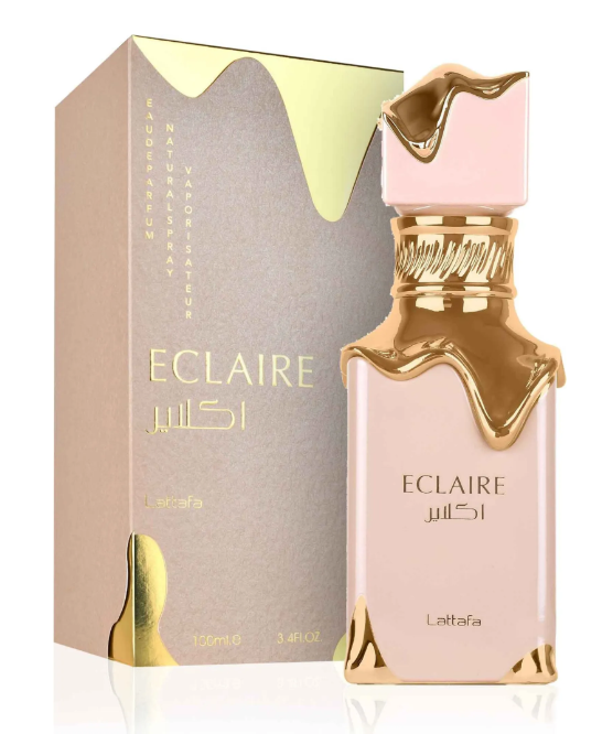 Lattafa Eclaire Eau de Parfum 100 ml – Blumig-fruchtiger Gourmand-Duft für Frauen | Süße Noten aus Karamell, Milch & Vanille | Elegantes Parfüm für jeden Anlass