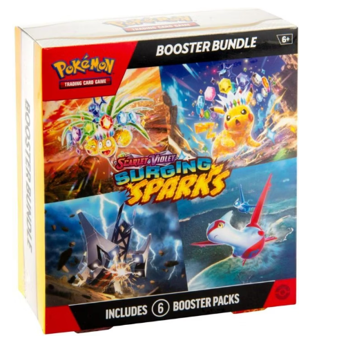 Pokémon TCG: Surging Sparks Booster Bundle – 6 Booster Packs für Sammler & Spieler + Heartforcards®Versandschutz