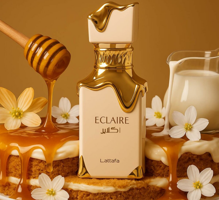 Lattafa Eclaire Eau de Parfum 100 ml – Blumig-fruchtiger Gourmand-Duft für Frauen | Süße Noten aus Karamell, Milch & Vanille | Elegantes Parfüm für jeden Anlass