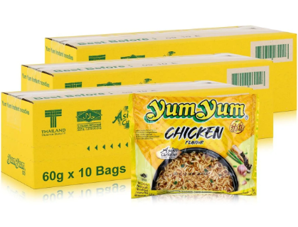 Yum Yum Chicken Instant Noodles – 30 x 60 g | Thailändische Hühnersuppe | Würzige 3-Minuten-Nudeln | Halal | Aromatischer Hühnergeschmack