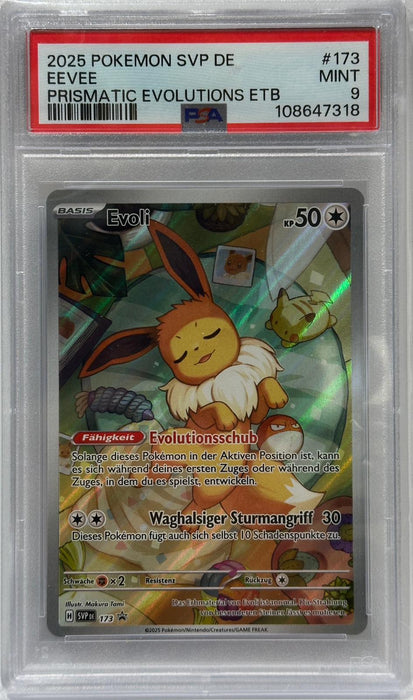Pokémon Karte – Evoli – PSA 9 (Mint) – Prismatic Evolutions – SVP DE #173 – Original & Zertifiziert