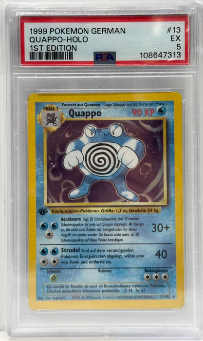 Quappo 1st Edition Holo – PSA 5 (VG) – Holo Rare – DE – 1999 – #13 – Original & Zertifiziert