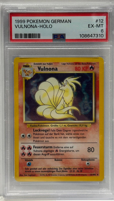 Vulnona Holo – PSA 6 (EX-MT) – Holo Rare – DE – 1999 – #12 – Original & Zertifiziert