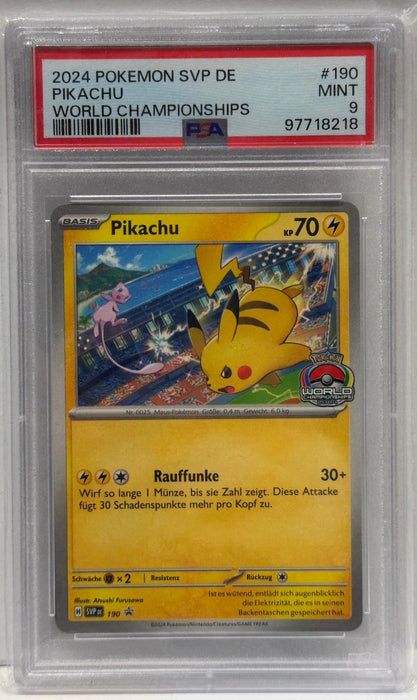 Pikachu SVP  #190 – PSA 9 (Mint) – World Championships Kollektion – DE – 2024 – Original & Zertifiziert