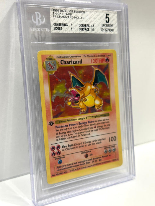 Charizard Holo Rare – BGS 5 (Excellent) – 1st Edition – Base Set – EN – 1999 – #4 – Original & Zertifiziert