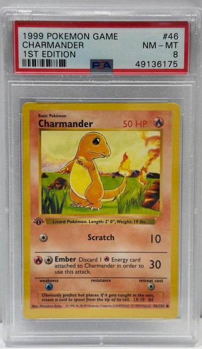 Charmander #46 1st Edition – PSA 8 (NM-Mint) – 1999 Base Set – EN – Original & Zertifiziert