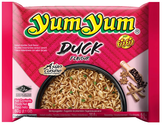 Yum Yum Duck Instant Noodles – 10 x 60 g | Thailändische Enten-Nudelsuppe | Würzig & aromatisch | Halal | Schnell zubereitet