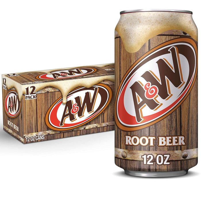 A&W Root Beer – 12er-Pack (12 x 355 ml) – Koffeinfreies Erfrischungsgetränk mit Vanille-Geschmack