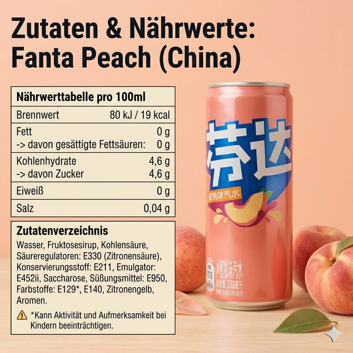Fanta White Peach (China) 330ml – Erfrischungsgetränk mit weißem Pfirsichgeschmack
