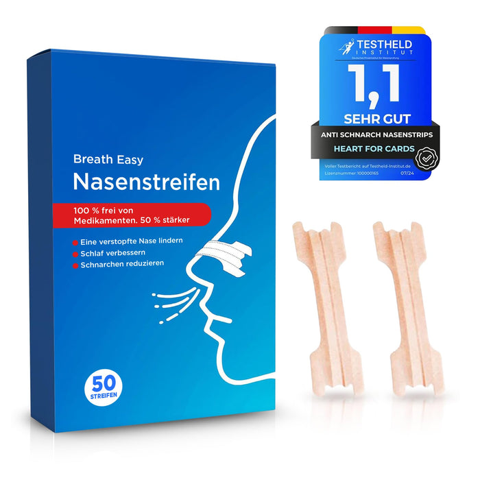 Anti-Schnarch Nasenstrips | 50 Nasenpflaster fürs bessere Atmen für Sport und Schlaf für Erwachsene und Kinder | Hautfarbe | Atemtrainer gegen Schnarchen | Nasal Strips