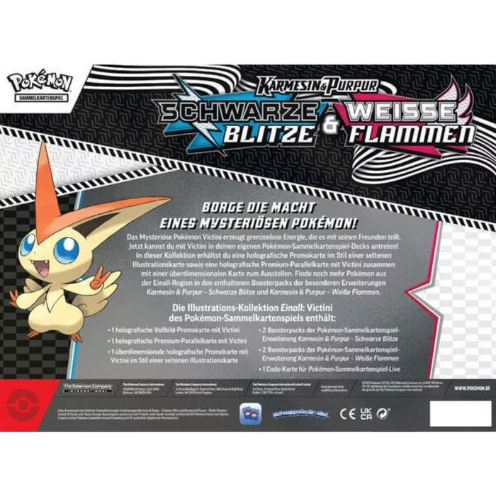 Pokémon Schwarze Blitze & Weiße Flammen – Victini Illustration Kollektion [Deutsch] | 4 Booster, 2 Promokarten & Jumbo-Karte | Mit Heartforcards® Versandschutz