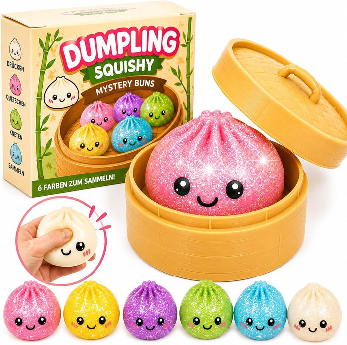 Glitzer-Dumpling Squishy 10 cm – Weiches Anti-Stress Knautsch- und Quetschspielzeug