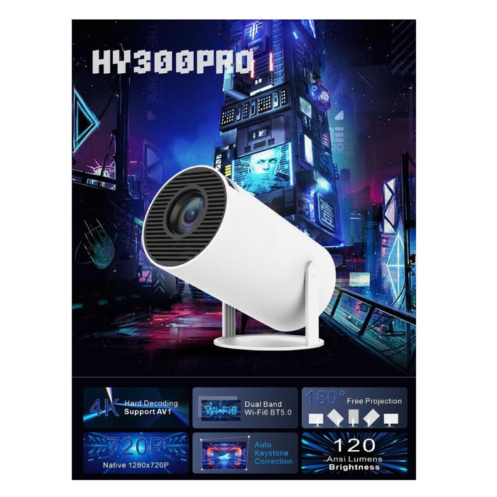 Mini Beamer 4K Unterstützt | Full HD 1080P | Android 13 | WiFi 6 | Bluetooth 5.3 | 8000 Lumen | Auto-Keystone | 200" Display | HDMI & USB | Heimkino Projektor