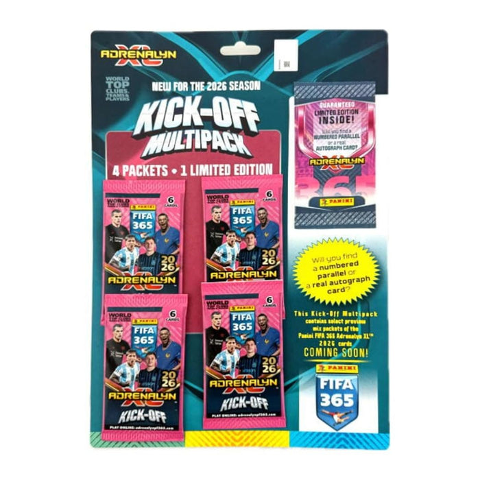 Panini FIFA 365 2025/26 Adrenalyn XL – Kick-Off Multipack – 4 Booster (6 Karten) + 1 Exclusive LE Card