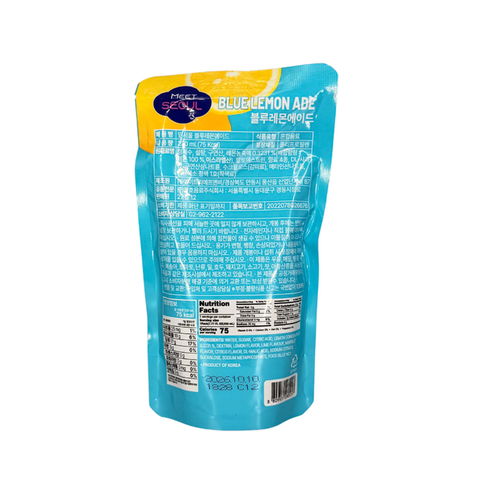 10x Meet Seoul Blue Lemon Ade – 230 ml Pouch Drink | Erfrischender koreanischer Blue Lemon-Ade | Ready-to-Drink Fruchtgetränk